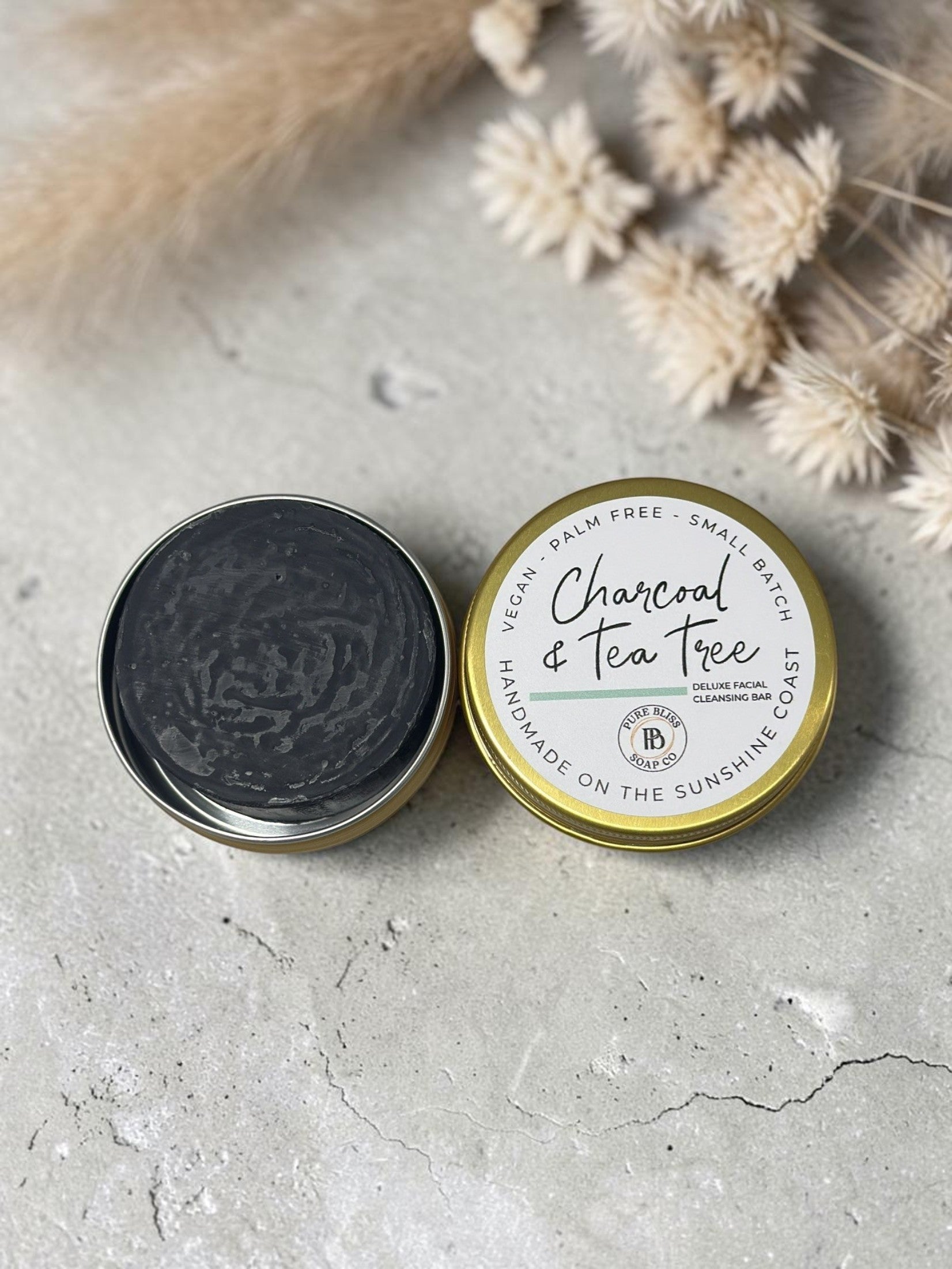 Charcoal, Tea Tree, Peppermint & Lavender Deluxe Facial Cleansing Bar - Pure Bliss Soap Co