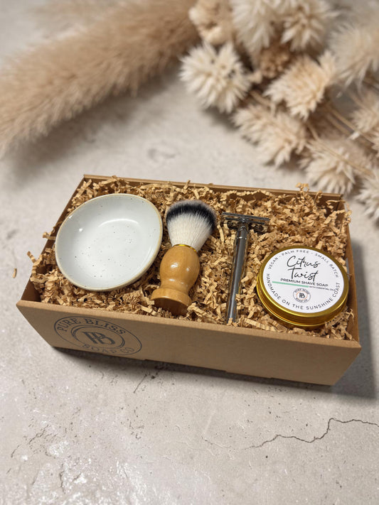 Citrus Twist Premium Shaving Gift Pack with Eco Safety Razor - Pure Bliss Soap Co