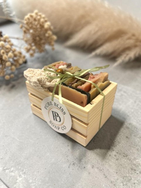 Soap Sampler Box with Sisal Exfoliating Bag