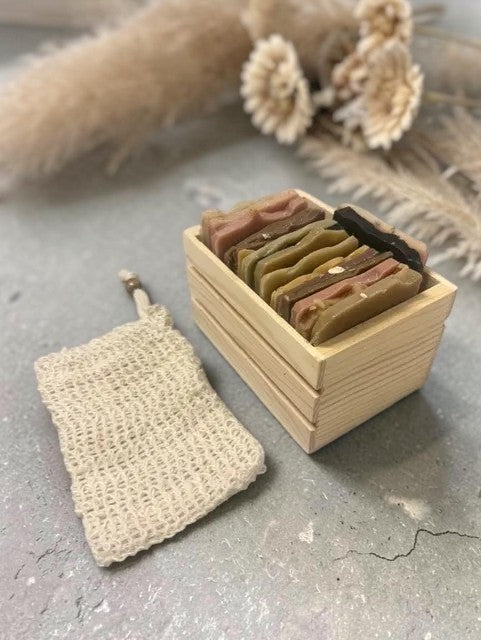 Soap Sampler Box with Sisal Exfoliating Bag