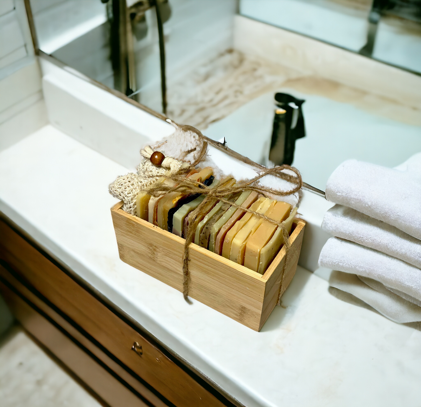 Soap Sampler Box with Sisal Exfoliating Bag